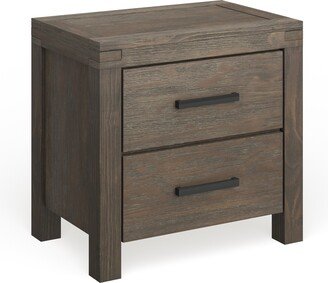 Barrison Rustic Dark Grey Wood 2-Drawer Nightstand