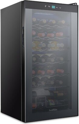 28-Bottle Compressor Freestanding Wine Cooler Refrigerator - Black