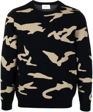 Camouflage-Pattern Wool Sweater