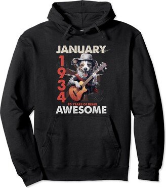 90 Years Old Gifts for Men & Women Made in 1934 Retro 90th Birthday Decorations January 1934 90 Years Old Pullover Hoodie