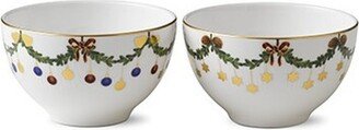 Star Fluted Christmas Chocolate Bowl, Set of 2