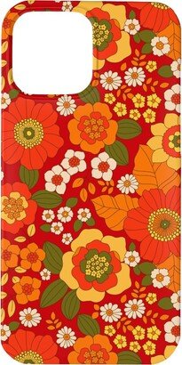 Custom Iphone Cases: Vintage Flora - Red Phone Case, Slim Case, Matte, Iphone 13 Pro Max, Orange