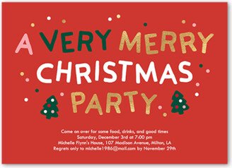 Holiday Invitations: Big Happy Type Holiday Invitation, Red, 5X7, Signature Smooth Cardstock, Square