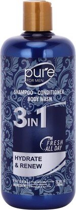 Purelis Men's Body Wash, Shampoo Conditioner Combo. Best 3 In 1 Shower Wash for Men Body, Hair & Face Wash. All In 1 Mens Shower Gel. 1 Bottle 26.5 oz