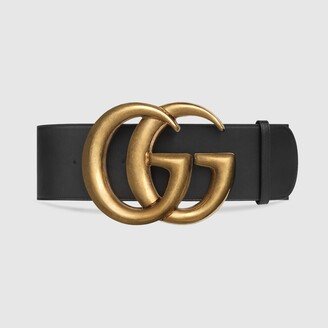 Wide leather belt with Double G