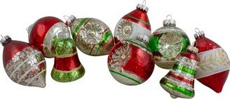 Northlight 9ct Silver and Red 2-Finish Glass Christmas Finial Ornaments 3.25