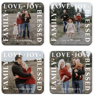 Coasters: Family Love Joy Blessed Above Coaster, White