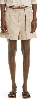Cuff Cotton & Linen Bermuda Shorts