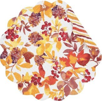 Cordelia Round Quilted Fall Leaves Watercolor Placemat Set of 6