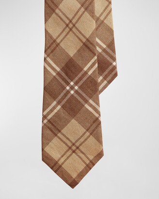 Men's Plaid-Print Linen Tie