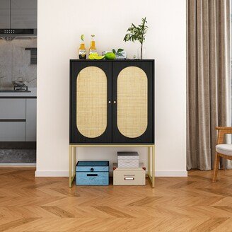 Tiramisubest Rattan Cabinet With 2 Doors