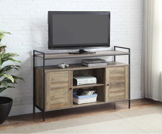 CTEX TV Stand with Metal Frame, 2 Doors 2 Doors Storage Cabinets and 2 Open Compartment, fit TV up to 50