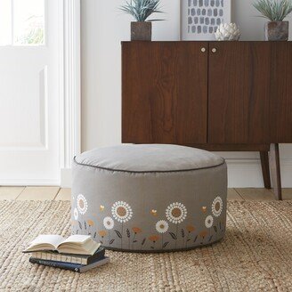 Dunelm Scandi Print Grey Pouffe Grey/White/Yellow