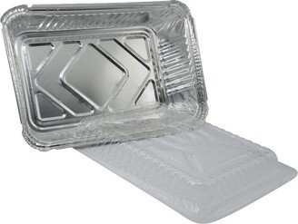 2.5lb Aluminum Oblong Take Out Foil Baking Pans With Dome Lids Shallow For Roast