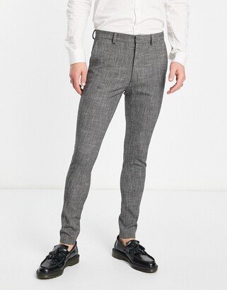 wedding super skinny suit pants in dark gray cotton crosshatch