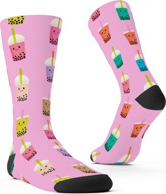 Socks: Boba Tea Custom Socks, Pink