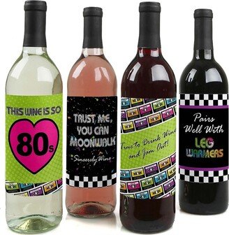 Big Dot Of Happiness 80's Retro - Totally 1980s Party Decor - Wine Bottle Label Stickers - 4 Ct