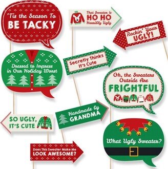 Big Dot of Happiness Funny Ugly Sweater Holiday - Christmas Party Photo Booth Props Kit - 10 Piece