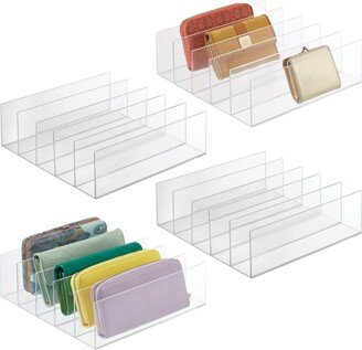 mDesign Plastic Divided Purse Organizer for Bedroom, Closet - 4 Pack