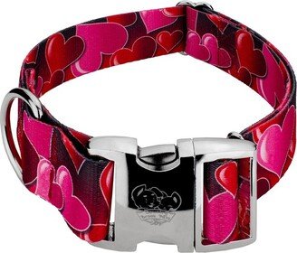 Country Brook Petz 1 1/2 Inch Premium Romantic Hearts Dog Collar (Large)