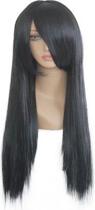 Unique Bargains Wigs Wigs for Women 24 Black with Wig Cap