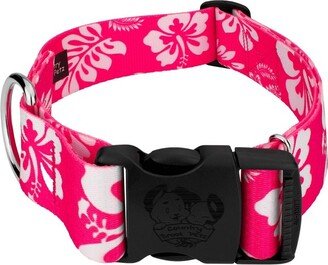 Country Brook Petz 1 1/2 Inch Deluxe Pink Hawaiian Dog Collar (Extra Large)