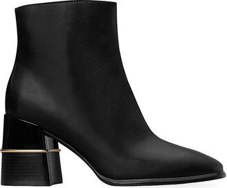 Leather Block-Heel Ankle Boots