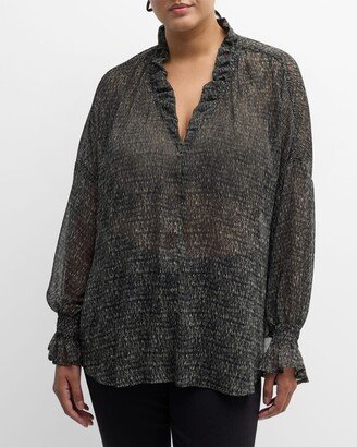 Plus Size Crosby Abstact-Print Chiffon Top