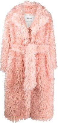 Tied-Waist Faux-Shearling Coat