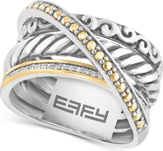 Diamond Crossover Statement Ring (1/10 ct. tw.) in Sterling Silver & 18k Gold-Plate