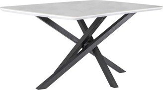 Rectangular Faux Marble Dining Table with Metal Base in White and Gunmetal - White and Gunmetal