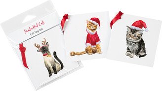 Gift Tags Santa Cats White Set of 9