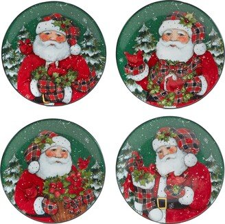 Christmas Lodge Santa 9 Salad/Dessert Plates, Set of 4