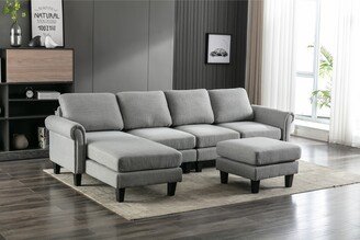 Calnod L-Shape Convertible Sectional Sofa Accent Sofa Living Room Sofa with Ottoman-AF