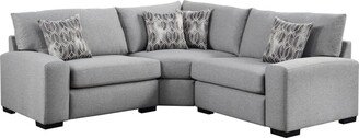 Clayton Mid-Century Modern Microfiber 3-pc Sectional, Light Gray-AA