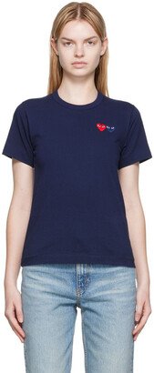 Navy Double Heart Patch T-Shirt