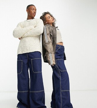 Unisex baggy utility jeans in indigo