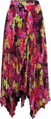 Printed asymmetric pleated skirt