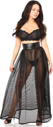 Daisy Corsets Women's Plus Size Fishnet & Faux Leather Long Skirt