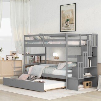 DECO Bunk Beds Twin over Twin Stairway Storage function