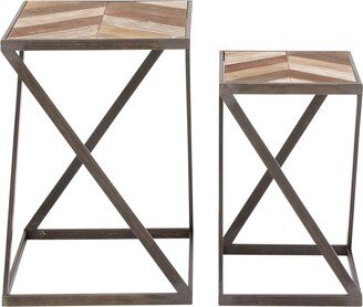 Wood Modern Accent Table, Set of 2