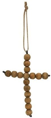 Natural Bead Hanging Cross - Height - 7.50 in. Width - 1.00 in.