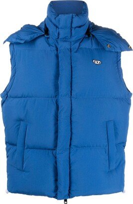 Logo-Patch Hooded Padded Gilet-AA