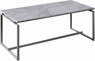 3 Piece Faux Concrete Top Occasional Table Set, Gray and Silver