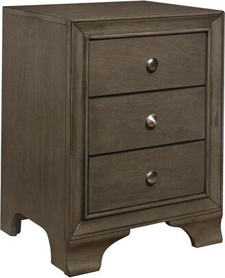 Centralia 3-Drawers Transitional Wood Nightstand in Gray - Lexicon