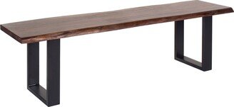 Mango & Acacia Jessore Handmade Live Edge Acacia Wood & Iron Dining Bench