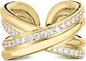 18K Yellow Gold Bold Gold Diamond Crossover Statement Ring