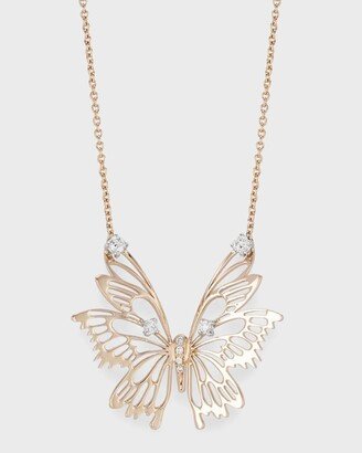 Staurino 18k Rose Gold Moresca Butterfly Necklace with Diamonds