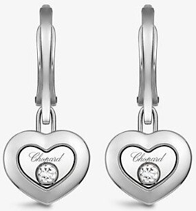 Womens White Gold Happy Diamonds 18ct White-gold and 0.10ct Diamond Earrings