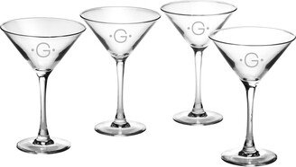 Monogrammed Set Of Four Dot Martini Glasses, (A-Z)-AA